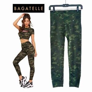BAGATELLE NEW Skater Camouflage Panel Waist Stretch Legging M